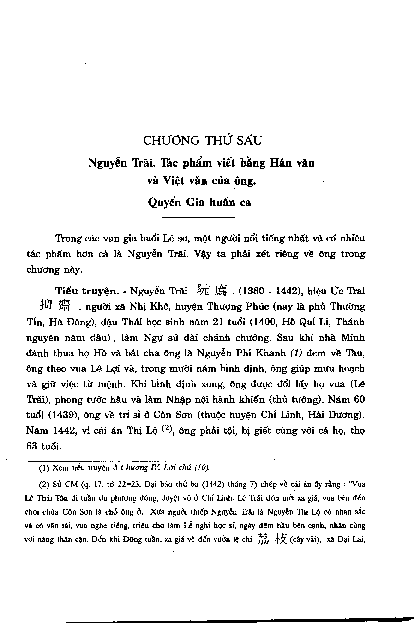 Chương thứ sáu Nguyễn Trãi. Tác phẩm viết bằng Hán văn và Việt văn của ông