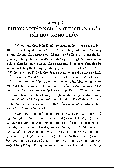 Chương II Phương pháp nghiên cứu của xã hội học nông thôn