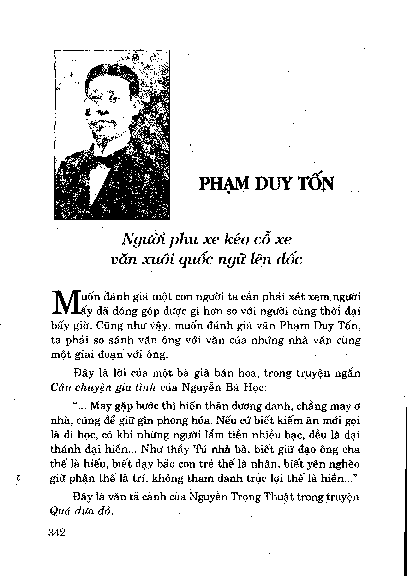Phạm Duy Tốn người phu xe kéo cỗ xe văn xuôi quốc ngữ lên dốc