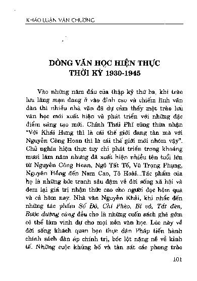 Dòng văn học hiện thực thời kỳ 1930 - 1945