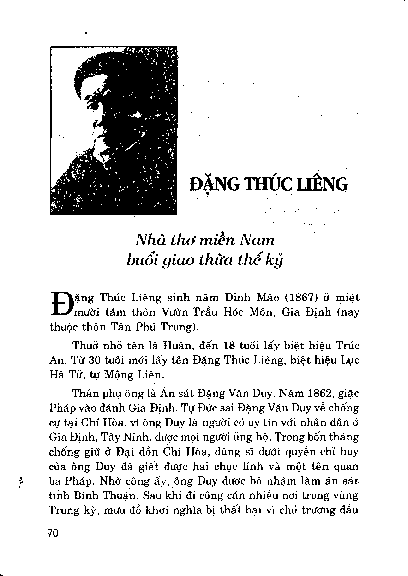 Đặng Thúc Liêng nhà thơ miền Nam buổi giao thừa thế kỷ