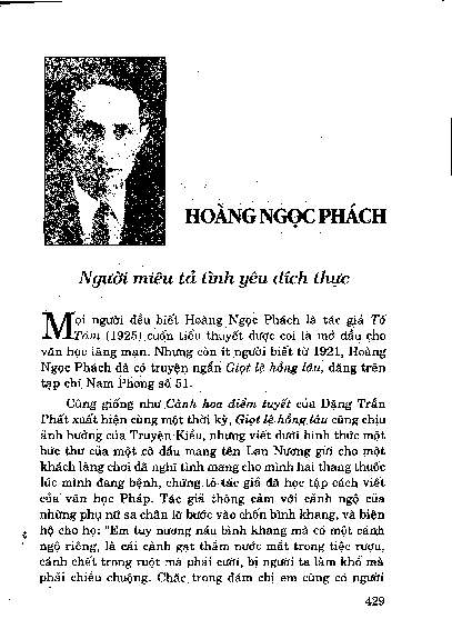 Hoàng Ngọc Phách người miêu tả tình yêu đích thực