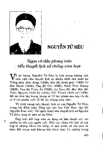 Nguyễn Tử Siêu ngọn cờ đầu phong trào tiểu thuyết lịch sử chống xâm lược