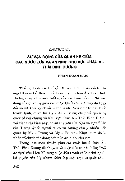 Chương VIII Sự vậ n động của quan hệ giữa các nước lớn và an ninh khu vực châu Á - Thái Bình Dương