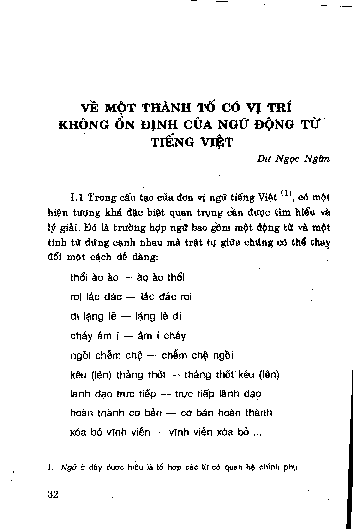Về một thành tố có vị trí không ổn định của ngữ động từ tiếng Việt