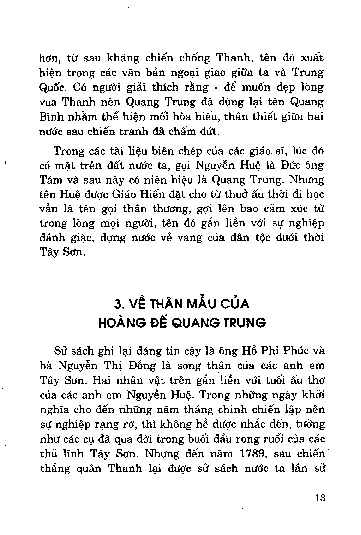 Về thân mẫu của Hoàng đế Quang Trung