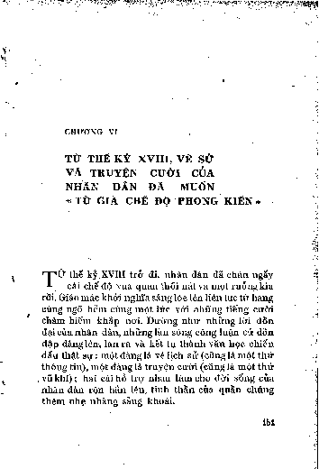 Chương VI Từ thế kỷ XVIII, vè sử và truyện cười của nhân dân đã muốnTừ giã chế độ phong kiến