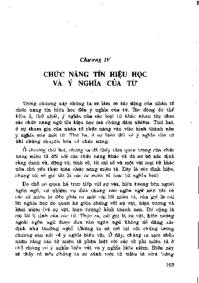 Chương IV Chức năng tín hiệu học và ý nghĩa của từ