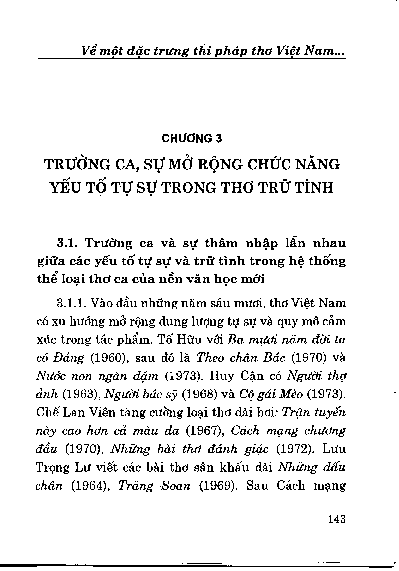 Trường ca và sự thâm nhậ p lẫn nhau giữa các yếu tố tự sự và trữ tình trong hệ thống thể loại thơ ca của nền văn học mới