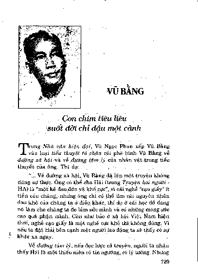 Vũ Bằng Con chim tiêu liêu suốt đời chỉ đậ u một cành
