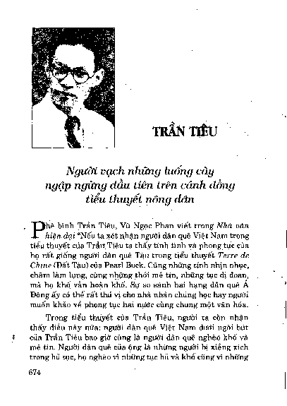Trần Tiêu người vạch ra những luống cày ngập ngừng đầu tiên trên cánh đồng tiểu thuyết nông dân