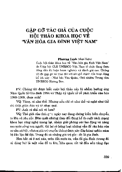 Gặp gỡ tác giả của cuộc Hội thảo khoa học vềVăn hóa gia đình Việt Nam