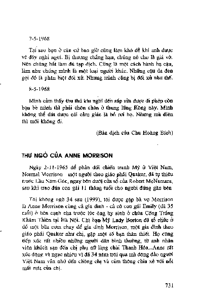 Thư ngỏ của Anne Morrison