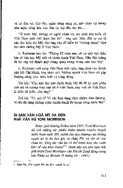 Di sản văn hóa Mỹ da đen Nhà văn nữ Toni Morrison