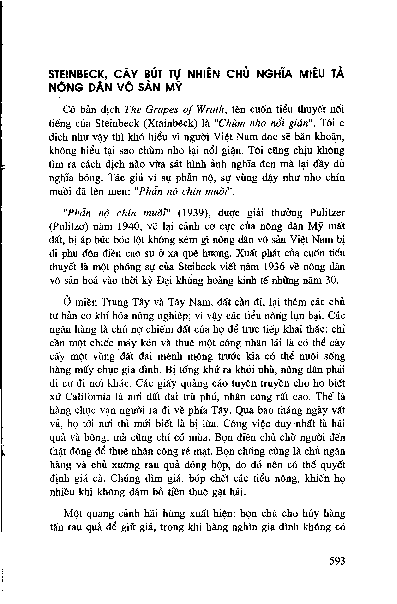 Steinbeck, cây bút tự nhiên chủ nghĩa miêu tả nông dân vô sản Mỹ