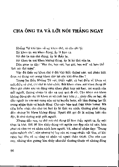 Cha ông ta và lời nói thẳng ngay