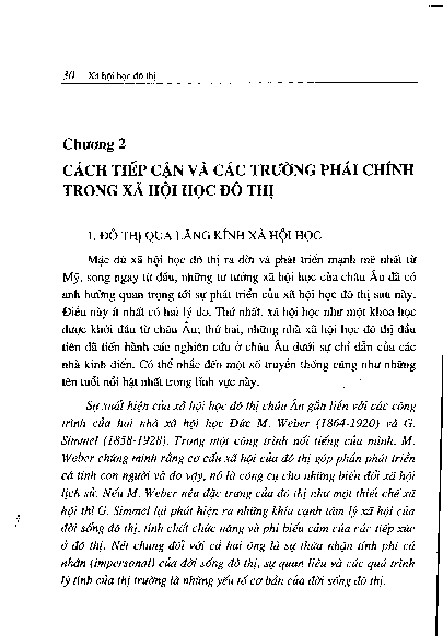 Chương 2 Cách tiếp cận và các trường phái chính trong xã hội học đô thị