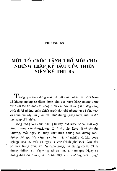 Chương XX Một tổ chức lãnh thổ mới cho những thậ p kỷ đầu của Thiên niên kỷ thứ ba