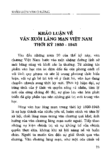 Khảo luậ n về văn xuôi lãng mạn Việt Nam thời kỳ 1930 - 1945