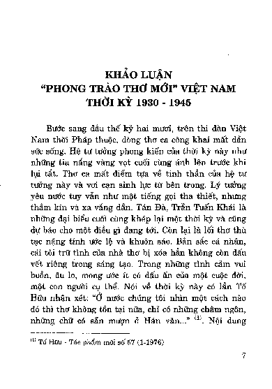 Khảo luậ nphong trào thơ mớiViệt Nam thời kỳ 1930 - 1945