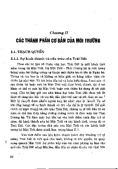 Chương II Các thành phần cơ bản của môi trường