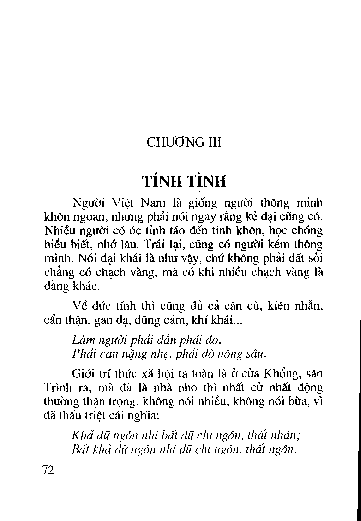 Chương III Tính tình
