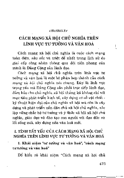 Chương XV Cách mạng xã hội chủ nghĩa trên lĩnh vực tư tưởng và văn hóa