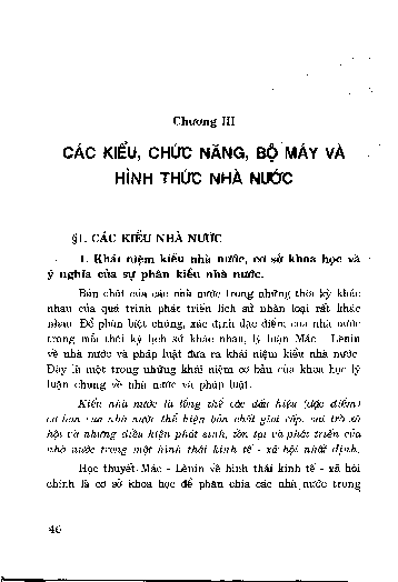 Chương III Các kiểu, chức năng, bộ máy và hình thức nhà nước