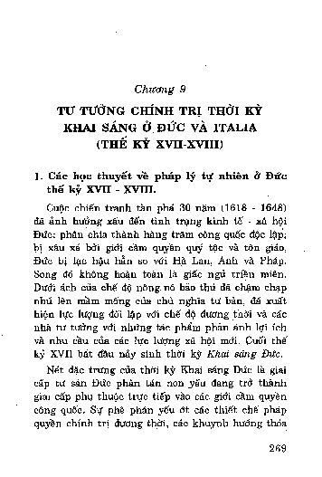 Chương 9 Tư tưởng chính trị thời kỳ khai sáng ở Đức và Italia ( thế kỷ XVII - XVIII )