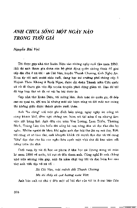 Anh chưa sống một ngày nào trong tuổi già