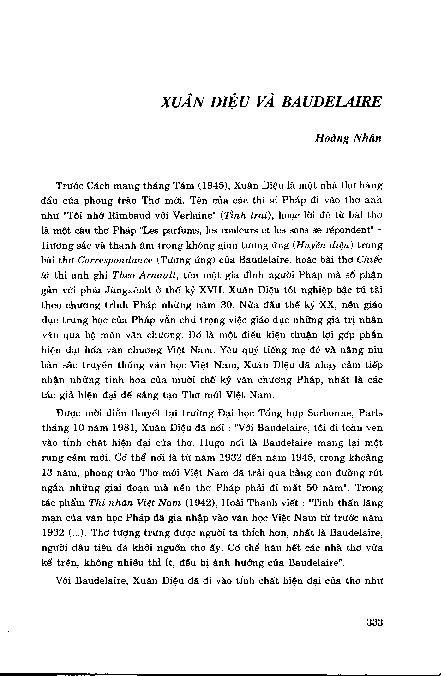 Xuân Diệu và Baudelaire