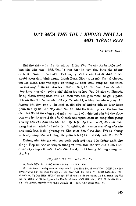 Đây mùa thu tới ...không phải là một tiếng reo