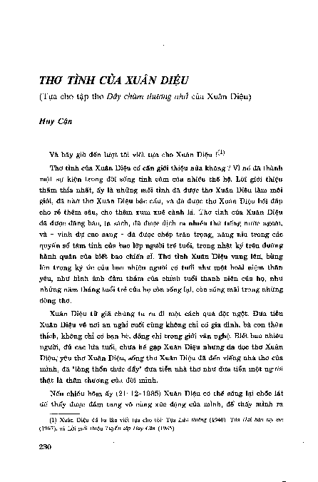 Thơ tình của Xuân Diệu
