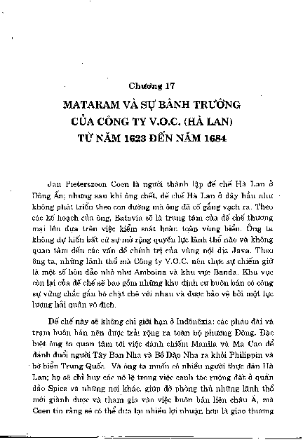 Chương 17 Mataram và sự bành trướng của công ty V.O.C ( Hà Lan ) từ năm 1623 đến năm 1684