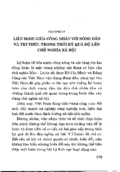 Chương IX Liên minh giữa công nhân với nông dân và trí thức trong thời kỳ quá độ lên chủ nghĩa xã hội