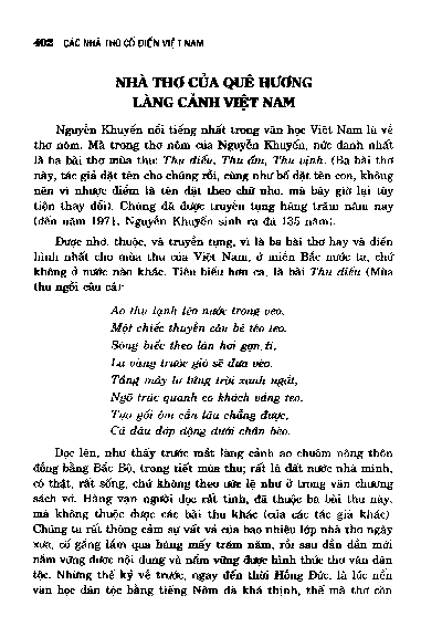 Nhà thơ của quê hương làng cảnh Việt Nam