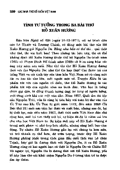 Tính tư tưởng trong ba bài thơ Hồ Xuân Hương