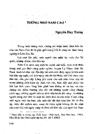 Tưởng nhớ Nam Cao