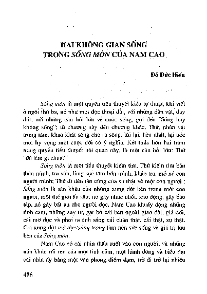 Hai không gian sống trongSống mòncủa Nam Cao