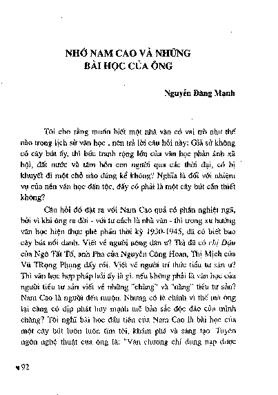 Nhớ Nam Cao và những bài học của ông