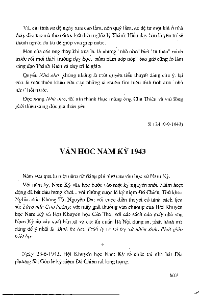 Văn học Nam Kỳ 1943