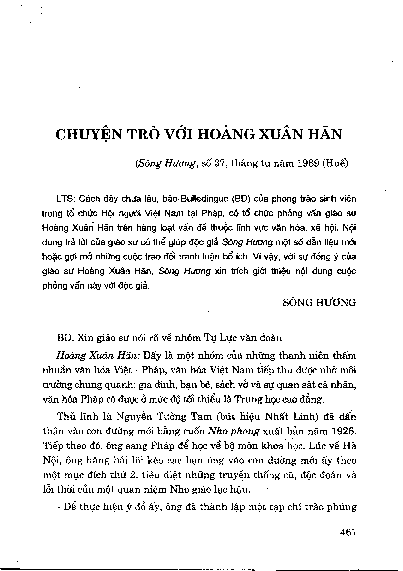 Chuyện trò với Hoàng Xuân Hãn