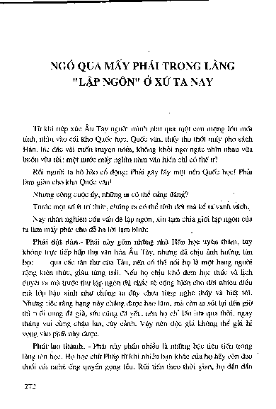 Ngó qua mấy phái trong lànglậ p ngônở xứ ta nay