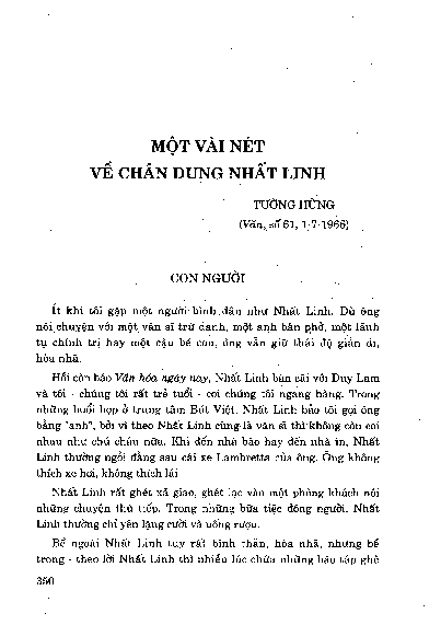 Một vài nét về chân dung Nhất Linh
