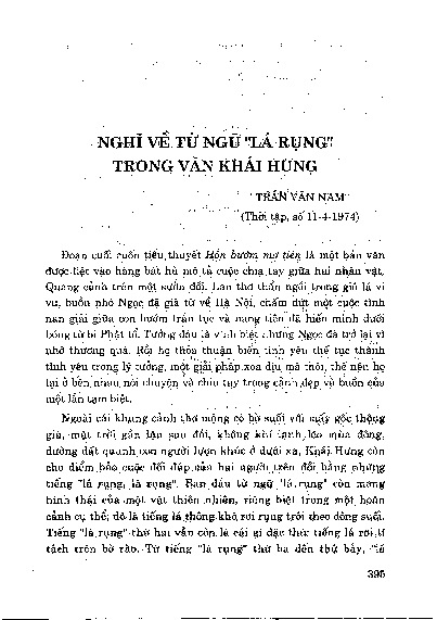 Nghĩ về từ ngữLá rụngtrong văn Khái Hưng