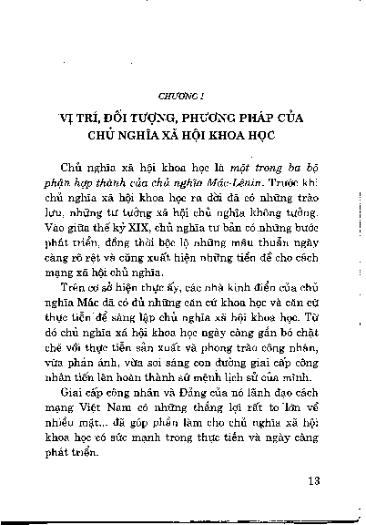 Chương I Vị trí, đối tượng, phương pháp của chủ nghĩa xã hội khoa học