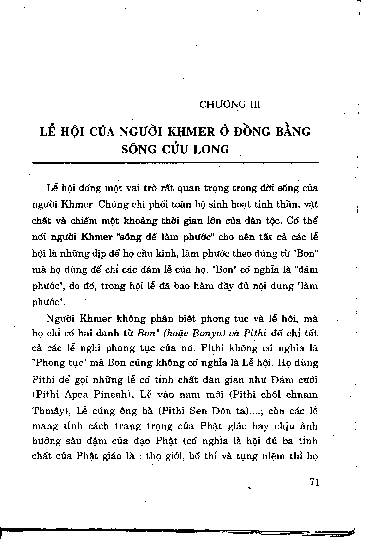 Chương III Lễ hội của người Khmer ở đồng bằng sông Cửu Long