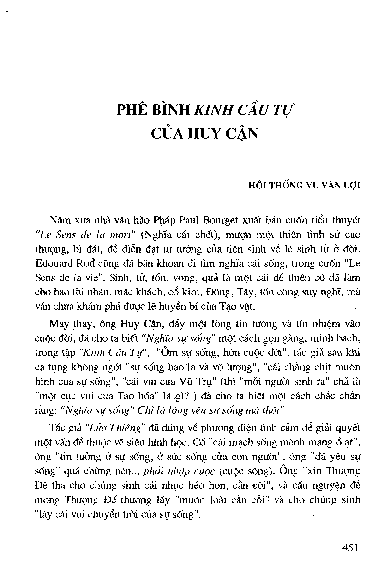Phê bìnhKinh Cầu Tựcủa Huy Cậ n