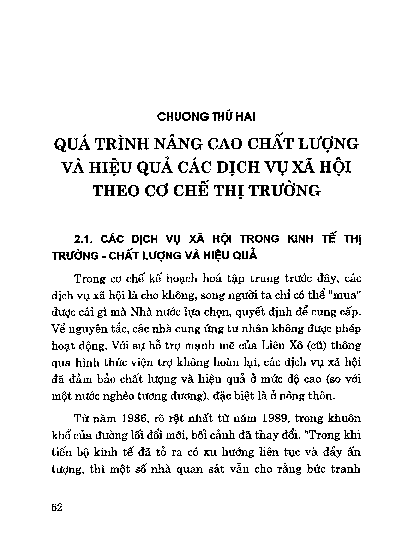 Các dịch vụ xã hội trong kinh tế thị trường - chất lượng và hiệu quả