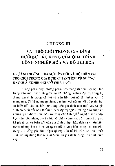 Vai trò giới trong gia đình dưới sự tác động của quá trình công nghiệp hóa và đô thị hóa